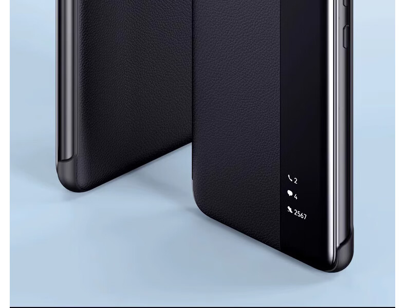 Чехол-книжка ZhengJian для Huawei Mate 70, натуральная кожа, черный, с окном для просмотра, защита от падений, бизнес-стиль