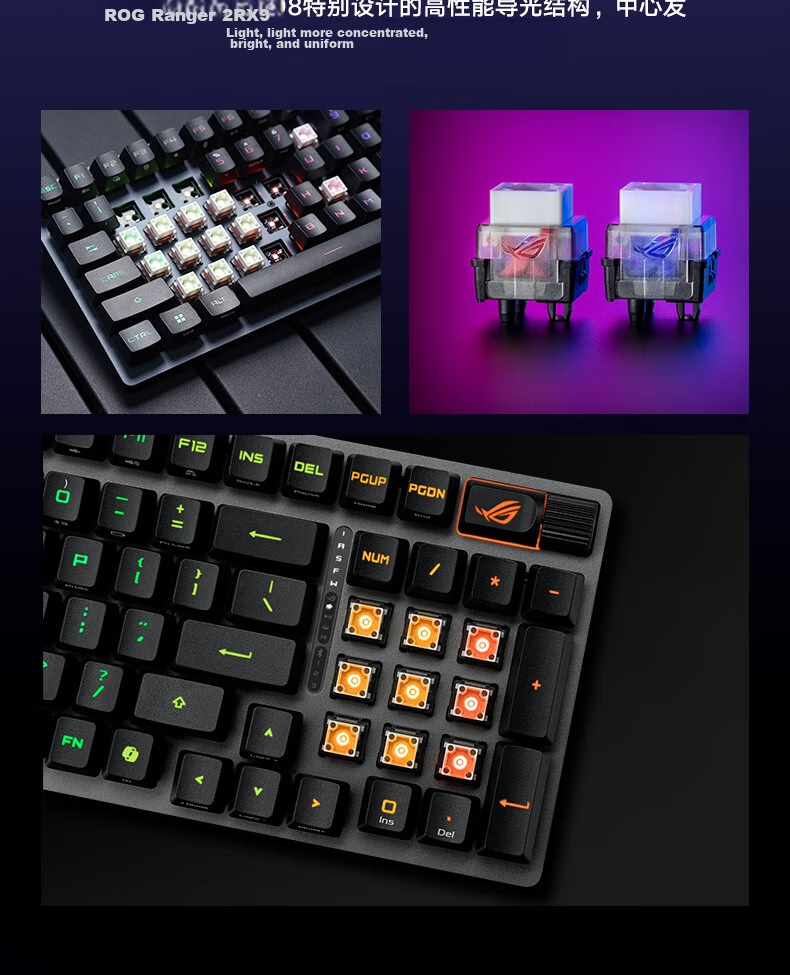 Беспроводная механическая клавиатура ROG Ranger 2 RX 98, 96 клавиш, RX Red, Moonlight White PBT, RGB подсветка, трехрежимное подключение
