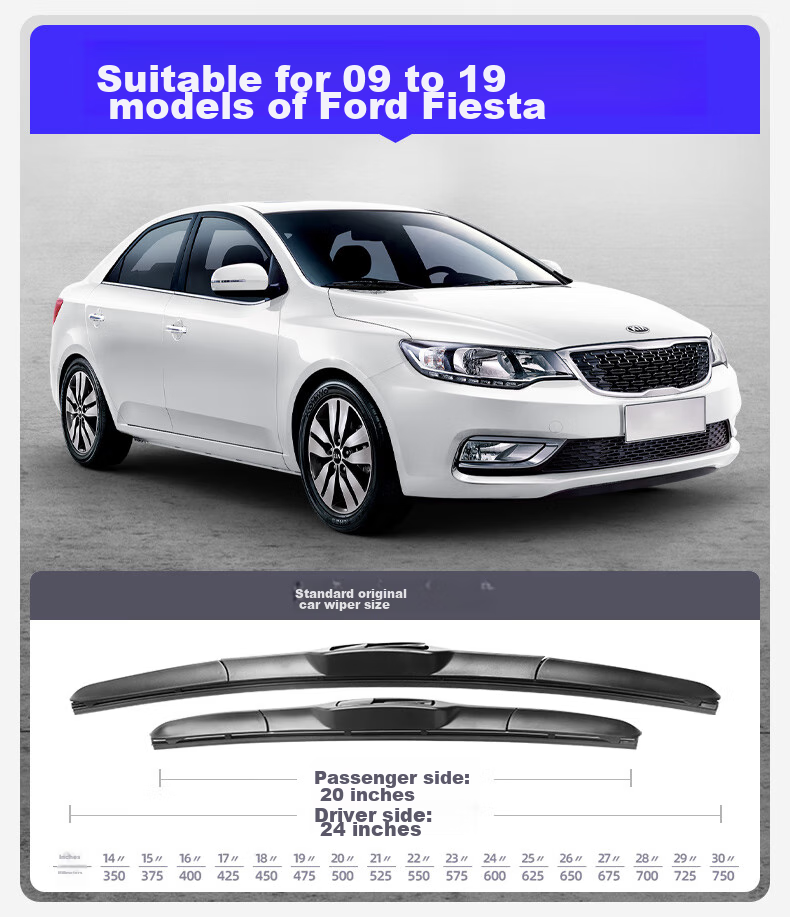 Комплект каркасных дворников Paisu для Kia Forte 2009-2016, 24" и 20", резиновые, тихие, U-образное крепление