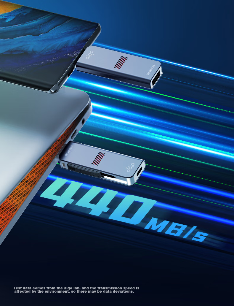USB-накопитель Aigo U357, 128 ГБ, USB 3.2 Type-C, OTG, металлический корпус, высокая скорость чтения 440 МБ/с