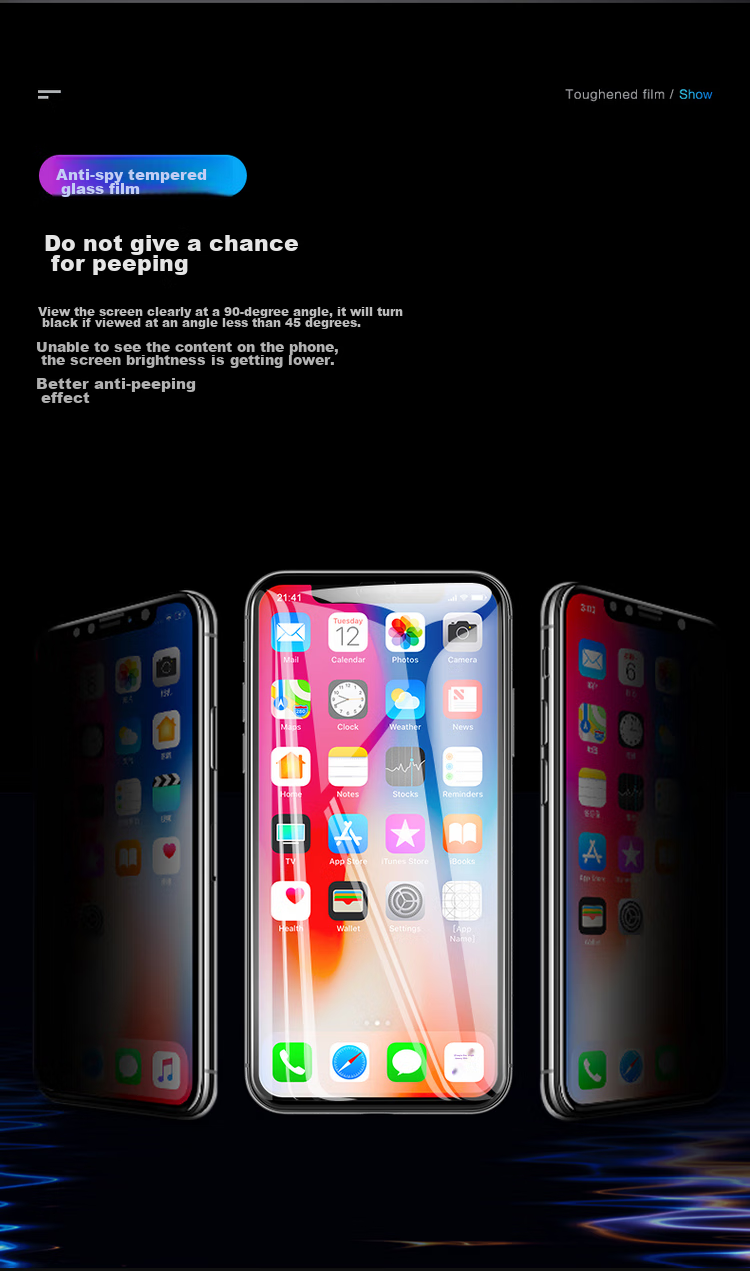 Защитное стекло PISEN для Apple iPhone X/XS/11 Pro, противоударное, антибликовое, с защитой от подглядывания, полное покрытие экрана