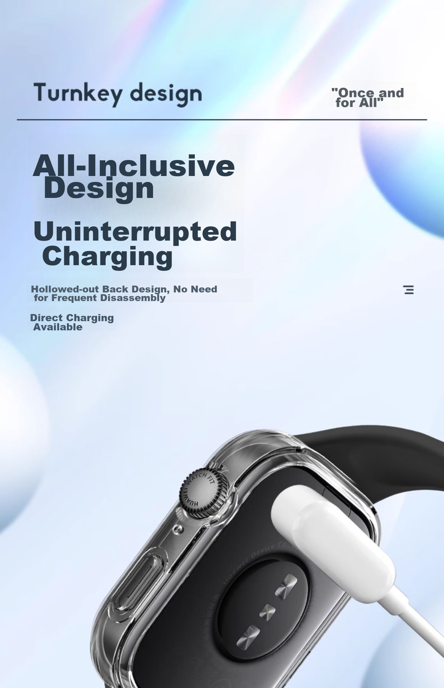 Защитный чехол-пленка Iboann для Huawei Fit3 Watch, прозрачный, силиконовый, полный охват