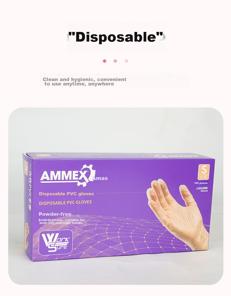 Одноразовые перчатки AMMEX из ПВХ, 100 шт., размер L, для кухни, уборки, готовки, кейтеринга, чистки, еды, выпечки