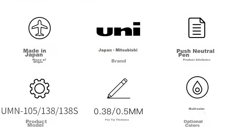 Набор из 5 гелевых ручек Uni Mitsubishi UMN-138, 0.38 мм, синие