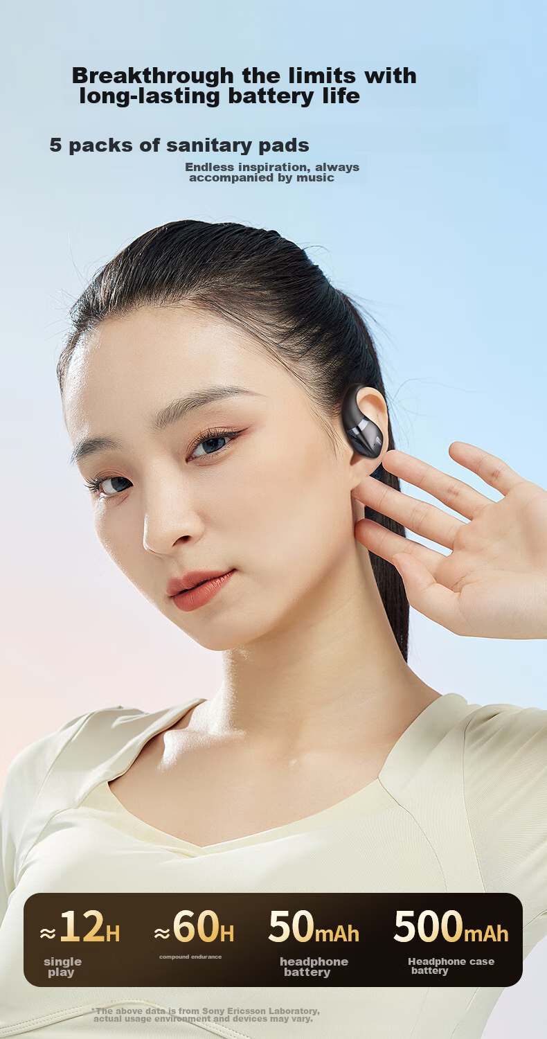 Беспроводные наушники Soaiy JS10 с открытым дизайном, креплением на ухо, True Wireless, без вкладышей, для спорта и бега с шумоподавлением, совместимые с Huawei, Xiaomi, Honor, черные