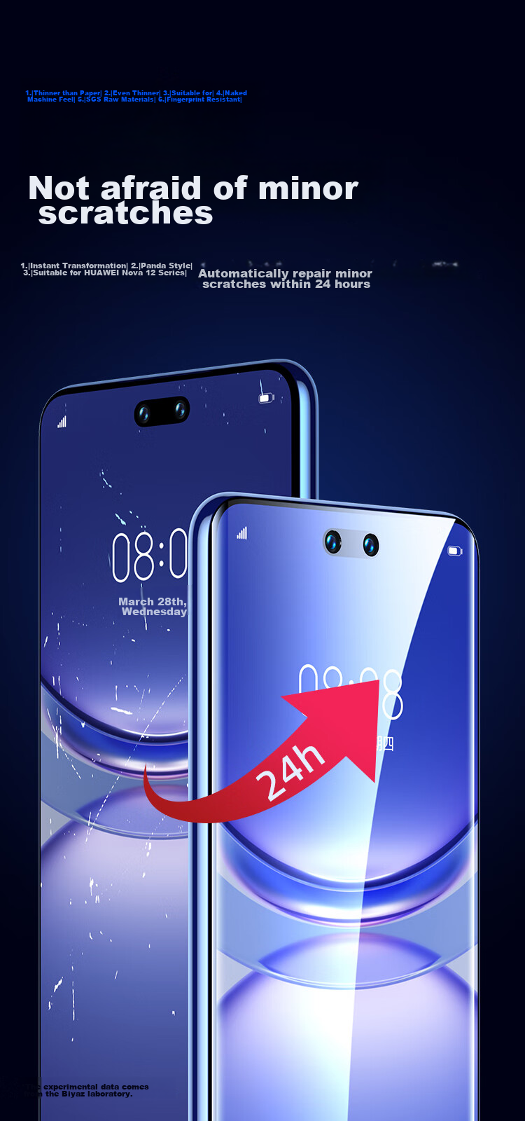 Защитная гидрогелевая пленка BIAZE для Huawei Nova 14 Pro/13 Pro/12 Pro/12 Ultra, противоударная, противоцарапная, высокая четкость, 2 шт.