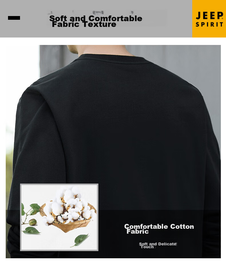 Мужская толстовка JEEP SPIRIT, осенне-зимняя модель с круглым вырезом, серая, размер XL
