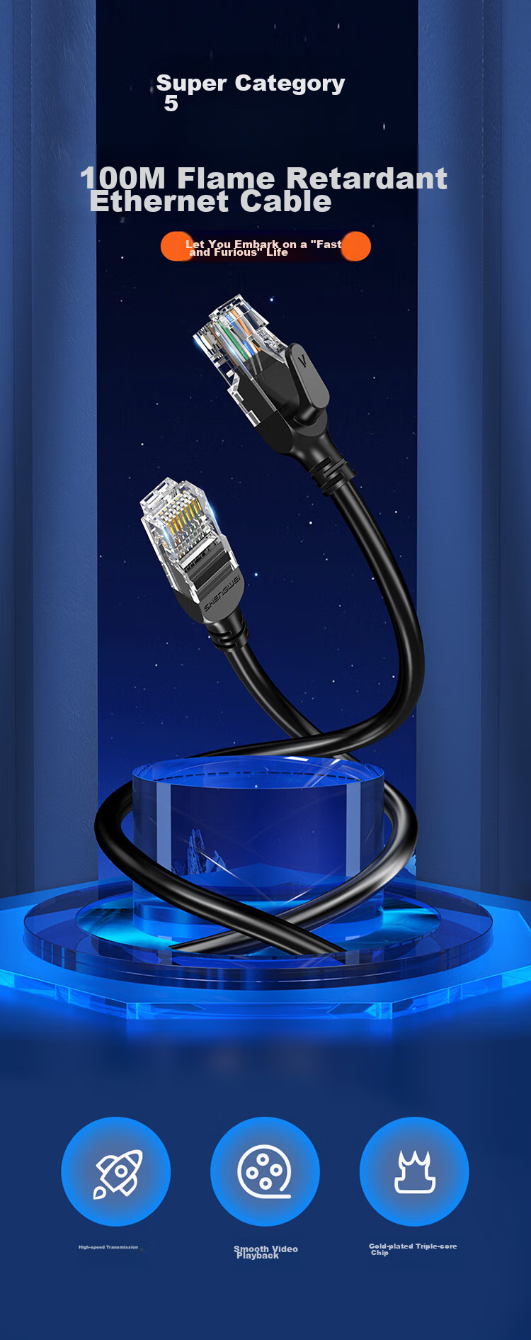 Кабель Shengwei Cat5e Ethernet, 100 Мбит/с, огнестойкий, сетевой кабель, патч-корд Cat5e, кабель для широкополосного подключения к компьютеру, 25 метров WLC1025G
