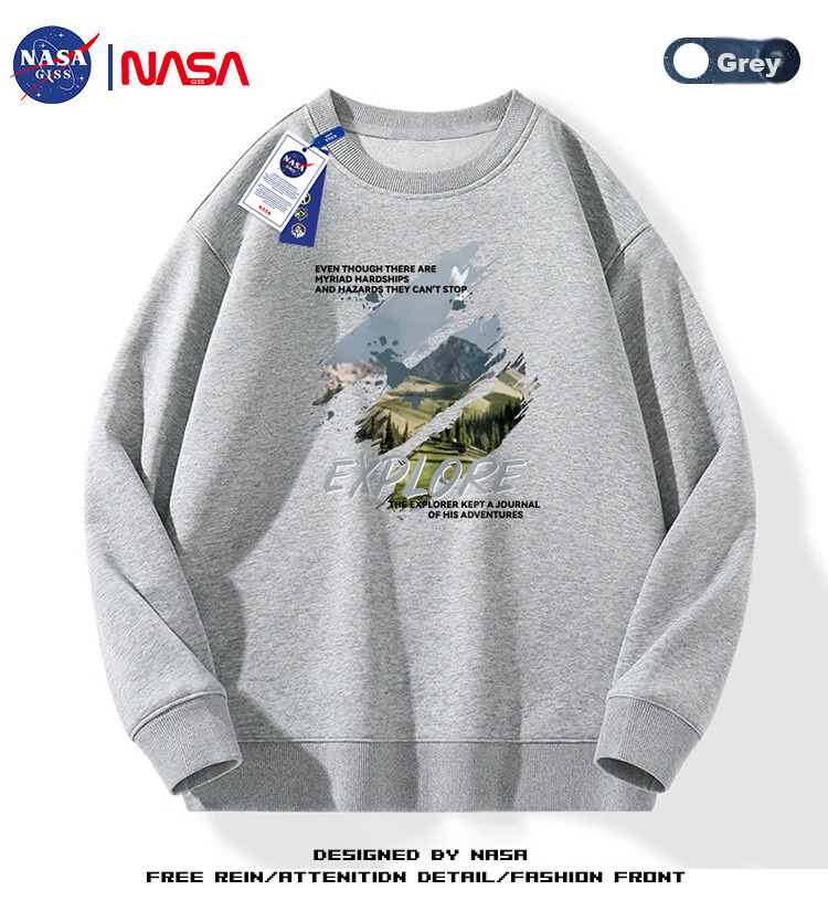 Мужская толстовка NASA GISS, трендовая, осенне-зимняя, свободного кроя, с круглым вырезом, черная, размер L