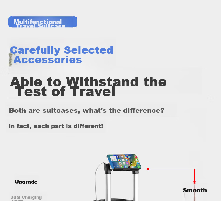 Чемодан Vantiiear USB Charging Suitcase с подстаканником, маленький багаж для ручной клади для мужчин и женщин, дорожный чемодан с кодовым замком, белый, 20 дюймов