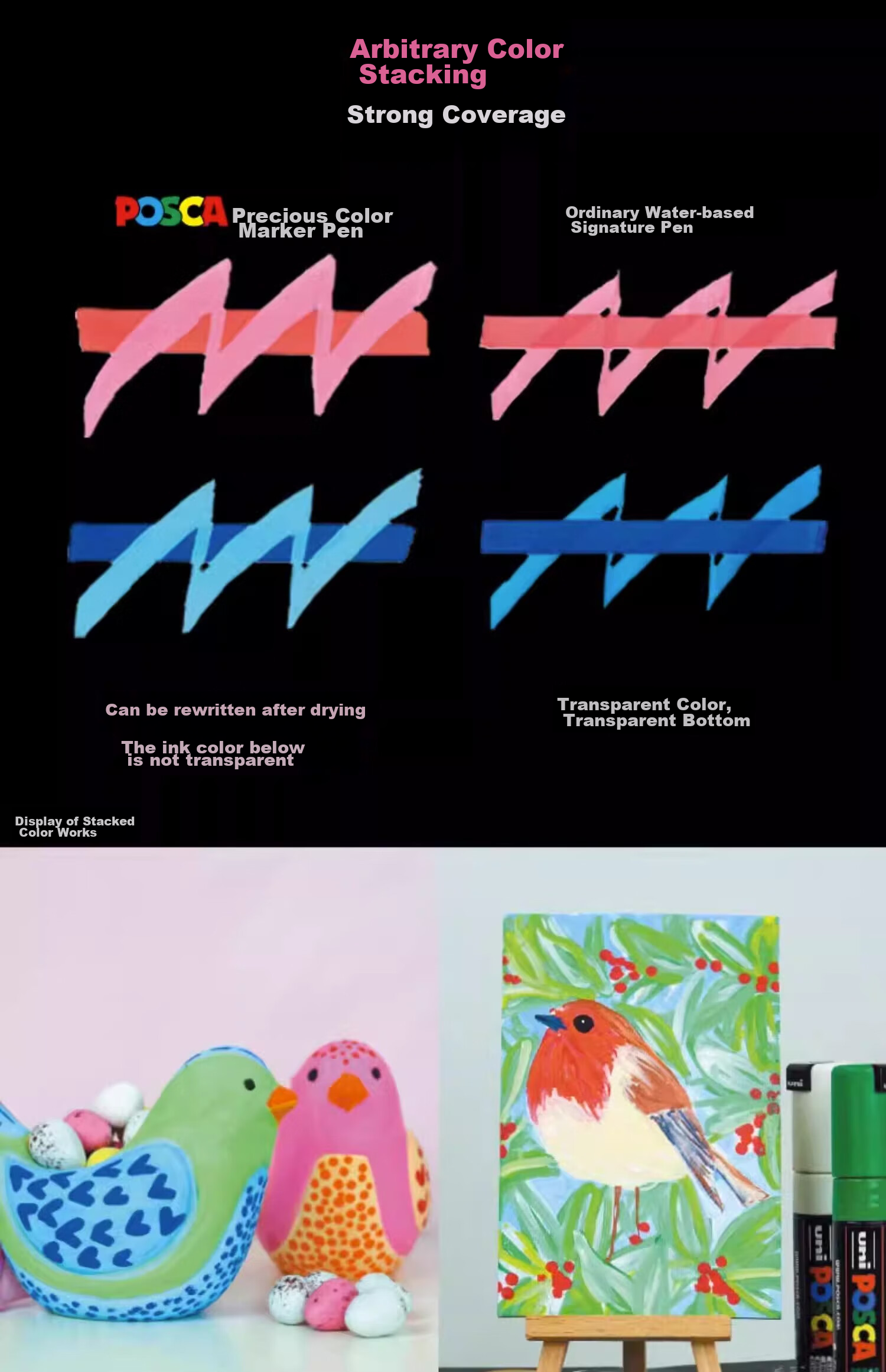 Акриловый маркер Uni Mitsubishi POSCA (ультратонкий), кораллово-розовый, наконечник-кисть PC-1M, для постеров, рекламы, рисования, граффити, акварельный, арт-образование