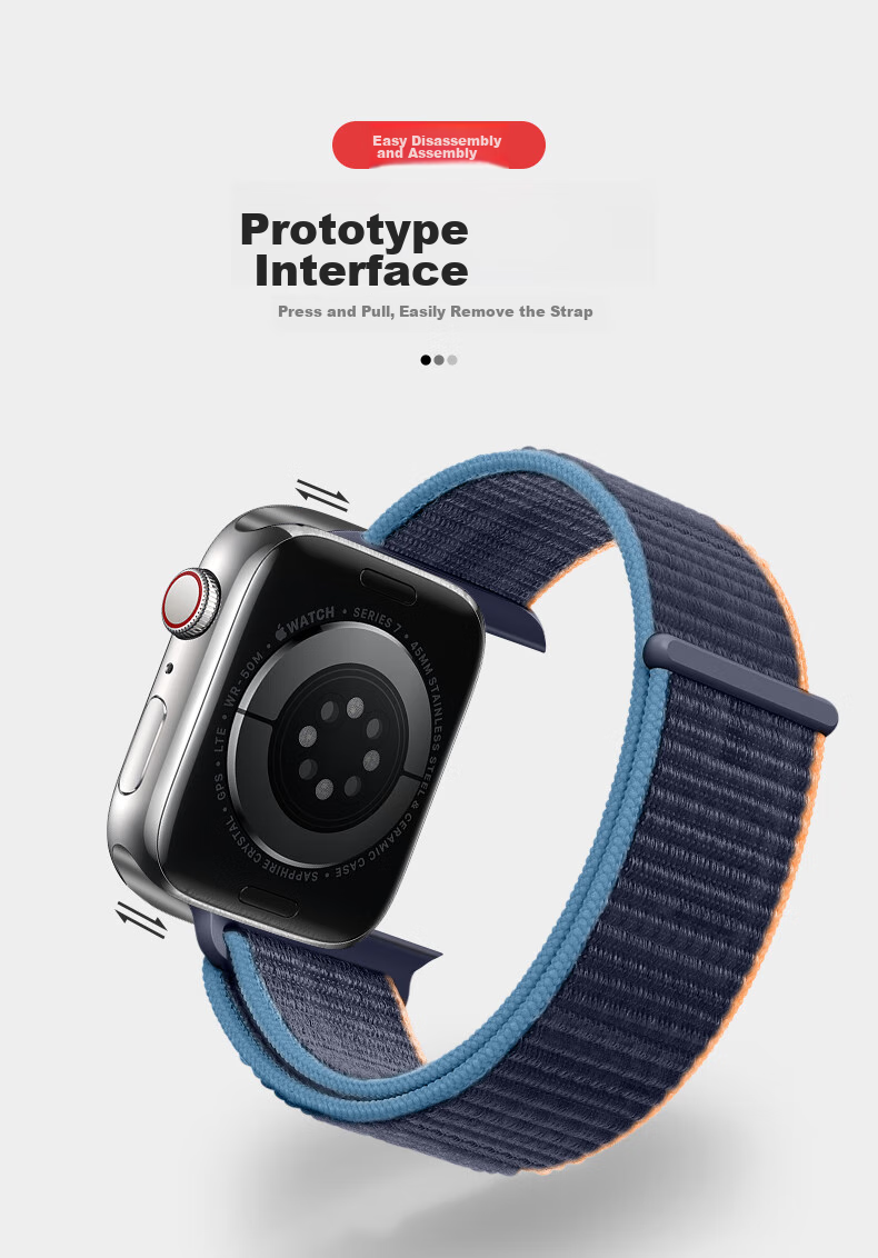 Ремешок BHO для Apple Watch, нейлоновый, спортивный, синий, для моделей S11/S10/S9/8/7/6/Ultra/SE3/2/1, размер 44/45/46/49мм