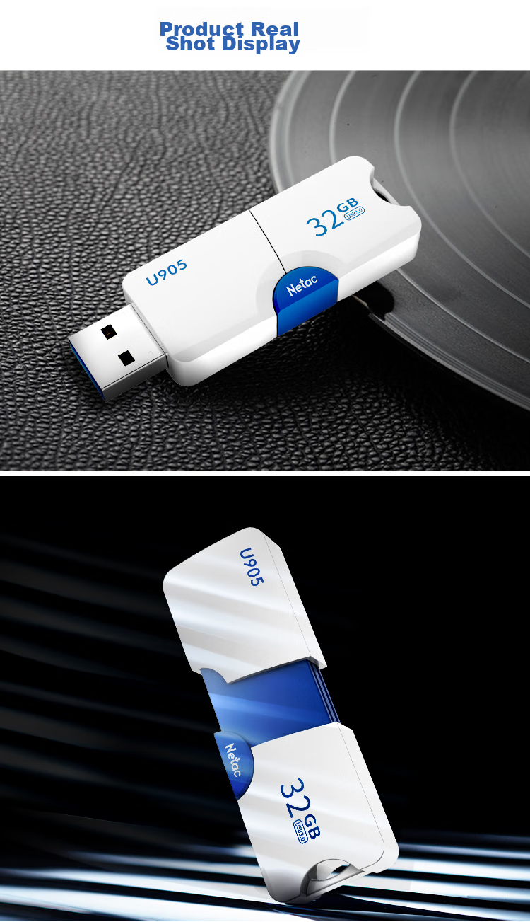 USB-накопитель Netac U905 32GB USB 3.2, тонкий выдвижной высокоскоростной накопитель, зашифрованный USB-накопитель
