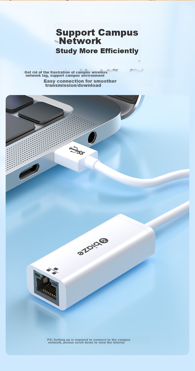 Сетевой адаптер BIAZE USB - RJ45 Ethernet, 100 Мбит/с, драйверы не требуются, для Apple, Huawei, Switch