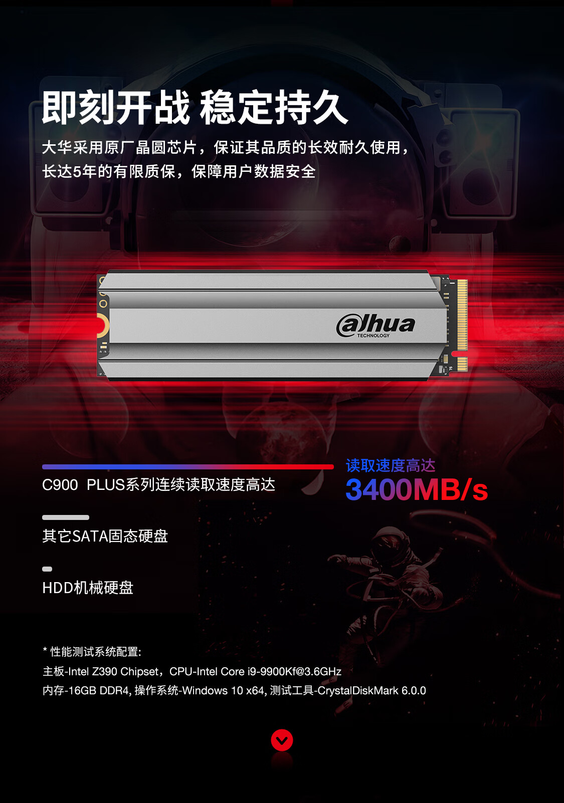 大华（Dahua） 1TB 国产 SSD固态硬盘  M.2接口(NVMe协议) C900 PLUS系列 长江存储颗粒 游戏级固态硬盘