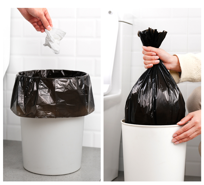 靓涤垃圾袋家用黑色加厚5卷100只45*50cm平口塑料袋实惠装一次性批发厨房客厅卫生垃圾收纳袋
