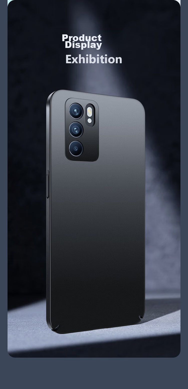 Чехол BIAZE для OPPO Reno6, ультратонкий, с рассеиванием тепла, полная защита, противоскользящий, матовый, приятный для кожи, твердый корпус, устойчивый к пятнам, антиотпечатки пальцев, простой дизайн для мужчин и женщин JK52-черный