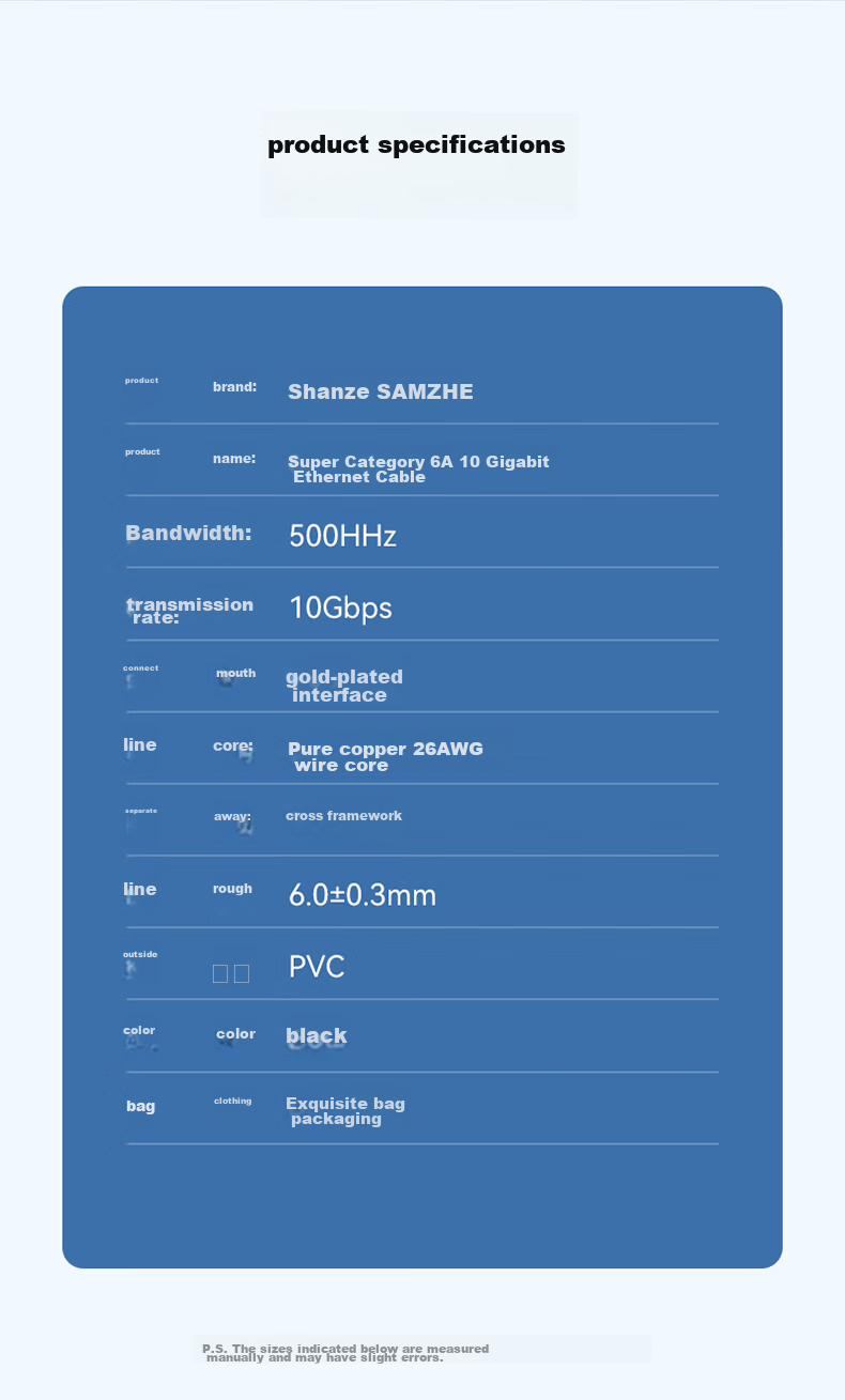 Сетевой кабель SAMZHE Cat6A Ethernet, 2 метра, чистая медь, 10 Гбит/с, патч-корд для домашнего компьютера, сетевое подключение, 8-жильный витой кабель, совместимый с 2.5G Gigabit, MWD6A020