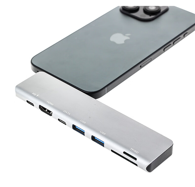 USB-C хаб Youlianxing, 7-в-1, с HDMI 4K, USB 3.0, SD/TF кардридером, PD зарядкой, алюминиевый корпус, серебристый