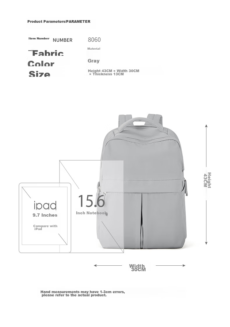 Рюкзак Landcase 8060, серый, вместительный, для путешествий и ноутбука
