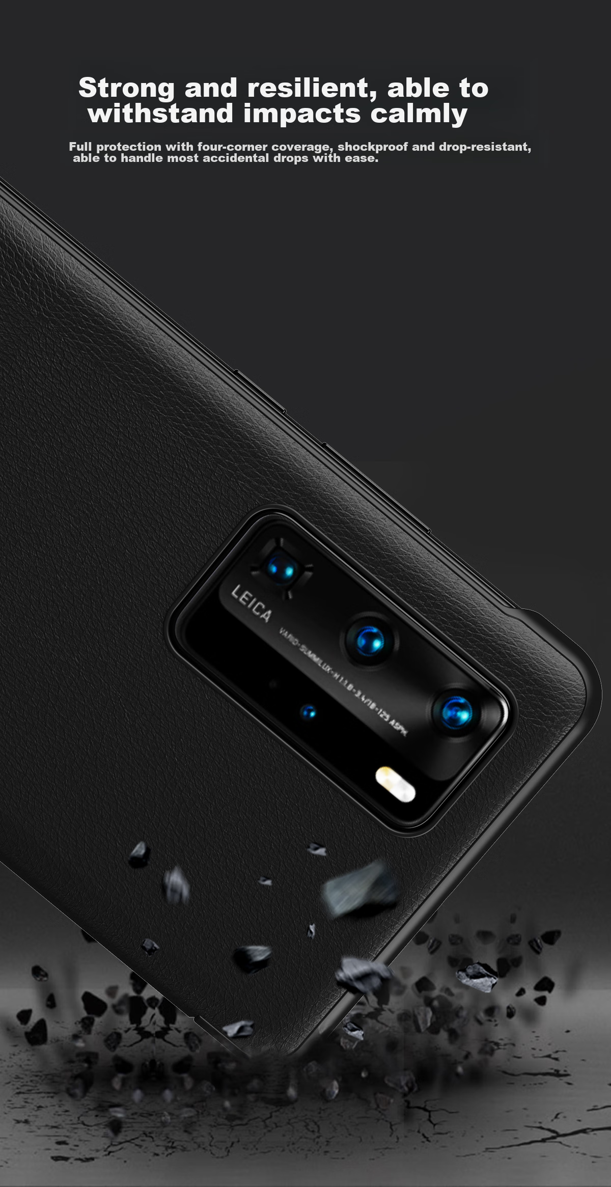 Чехол-книжка ZhengJian из натуральной кожи для Huawei P40 Pro, с окном Smart View, черный