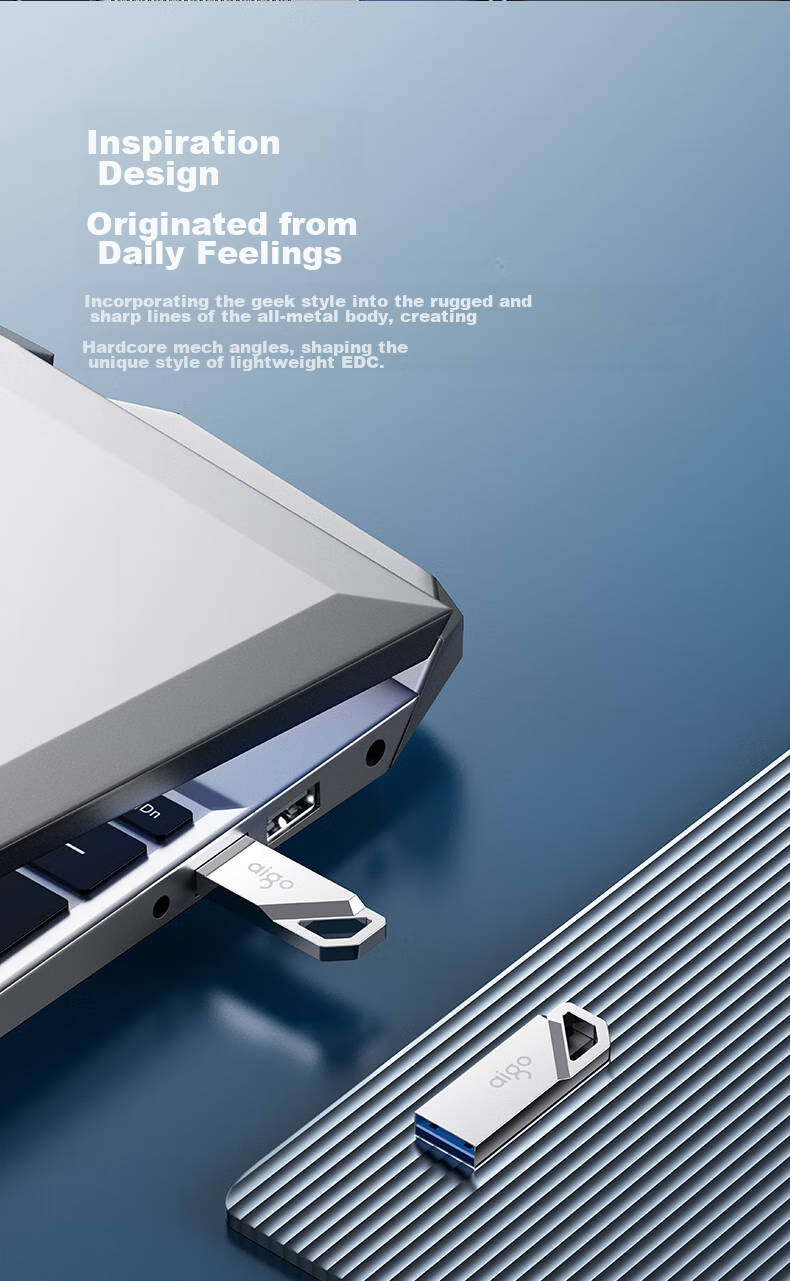 USB-накопитель Aigo U315, 128 ГБ, USB 3.2 Gen 1, металлический корпус, серебристый