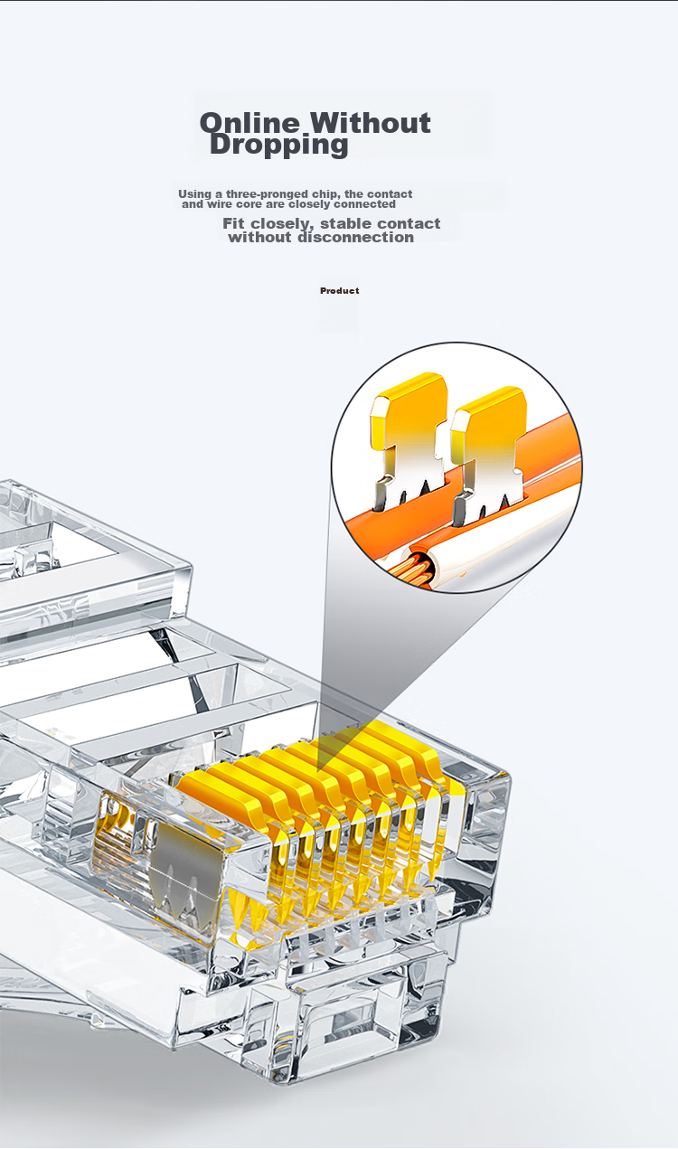 Коннектор RJ45 Cat5e SAMZHE WL-5100, 100 шт. в упаковке, золотое покрытие, для компьютерных сетей