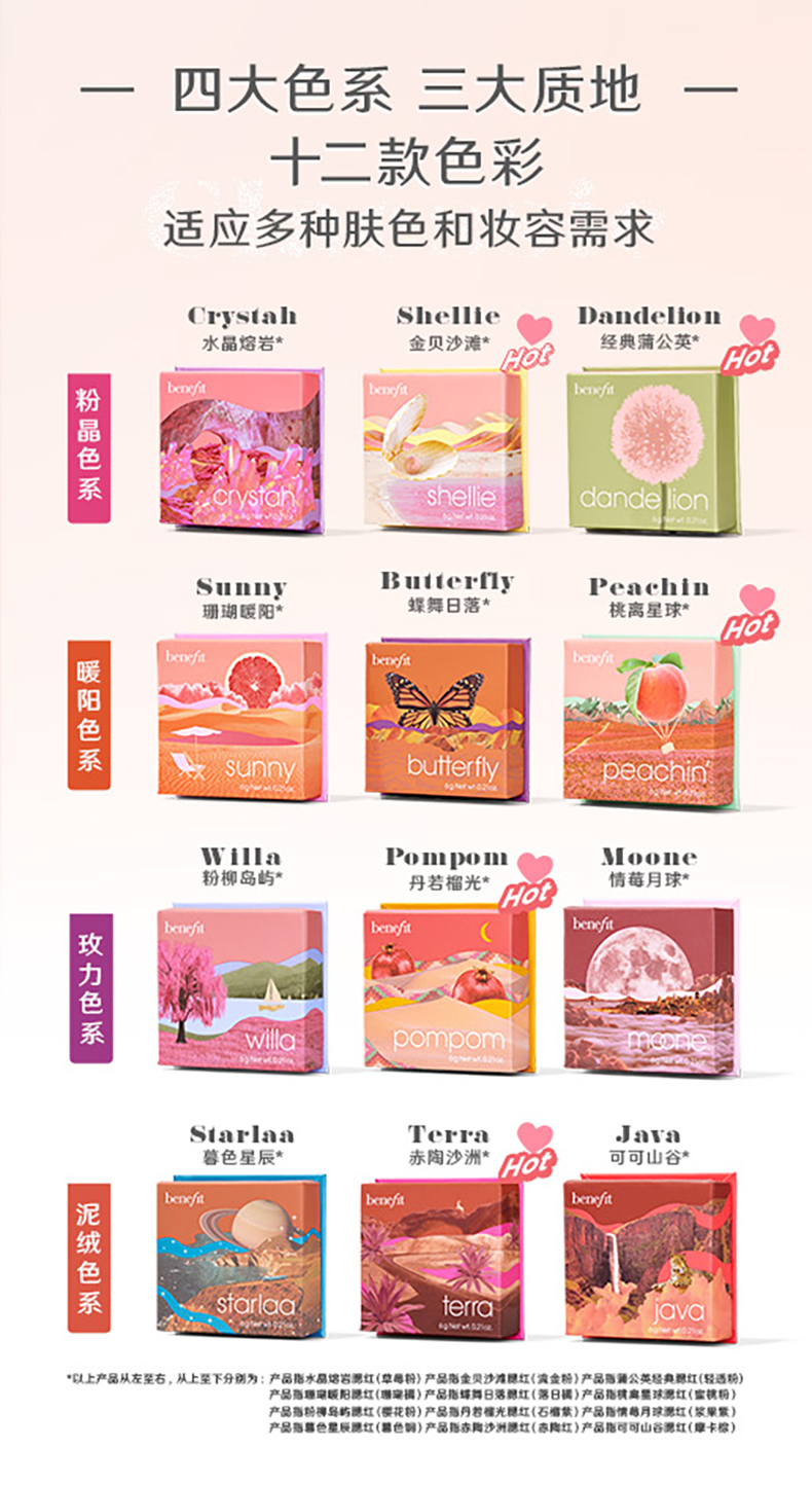 贝玲妃（Benefit）梦境迷踪系列蒲公英经典腮红轻透粉2.5g修容蜜粉 生日礼物送女友