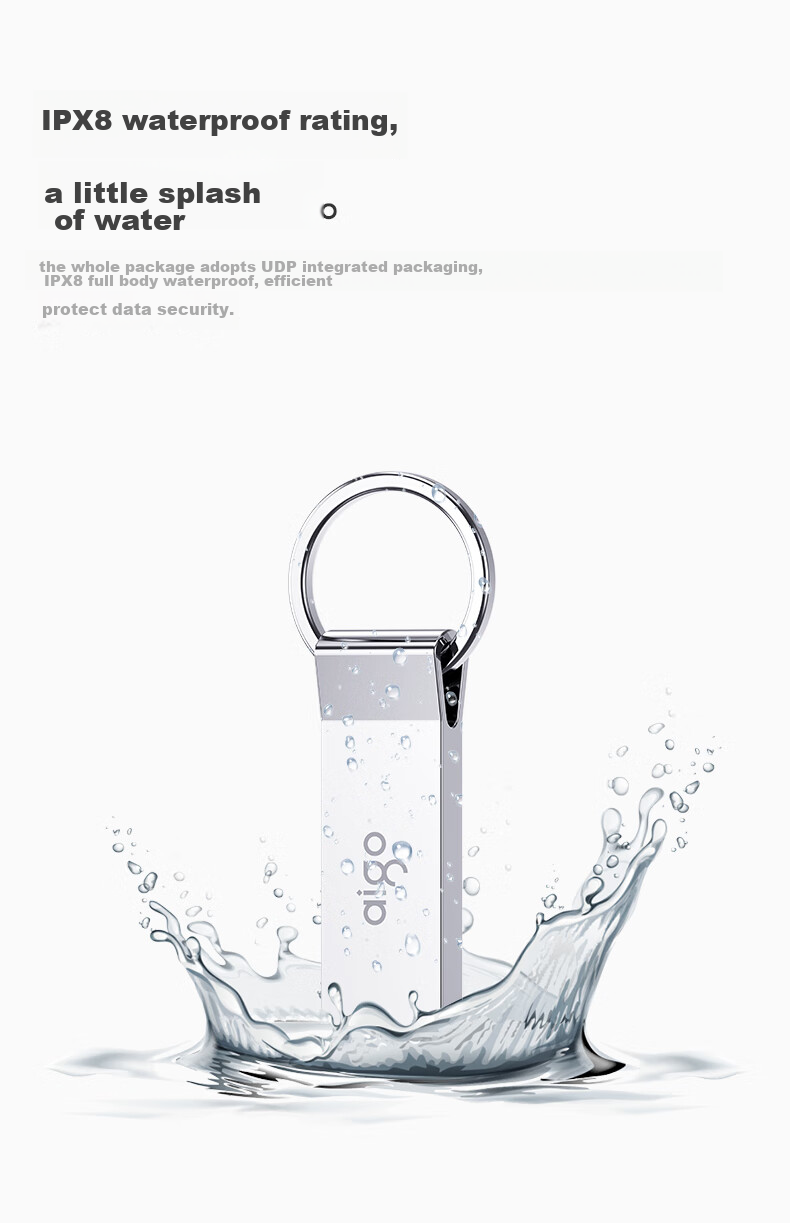 USB-накопитель Aigo U210, 64 ГБ, USB 2.0, металлический корпус, водонепроницаемый, серебристый