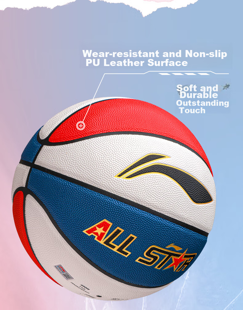 Баскетбольный мяч Li-Ning, размер 6, для женщин, для зала и улицы, нескользящий, износостойкий, профессиональный, синий