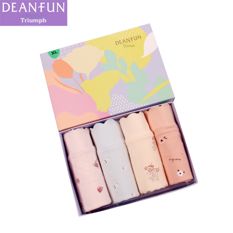 Женские трусы Deanfun, 95% хлопок, кружевные, со средней посадкой, бесшовные, с принтом, подарочная упаковка из четырех предметов, размер XL