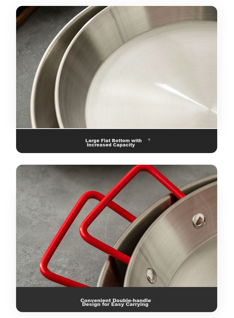 Тарелка Onlycook из нержавеющей стали, сервировочное блюдо для дома, закусочная тарелка с двойными ручками, для морепродуктов, диаметр 28 см