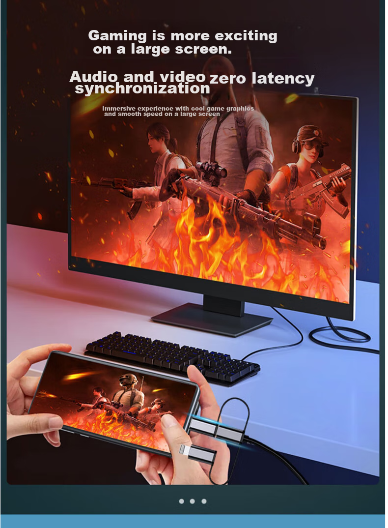LinkStone Кабель-адаптер для зеркалирования экрана Lightning/Type-C на HDMI, 3-в-1, высокая четкость, для телефона на телевизор