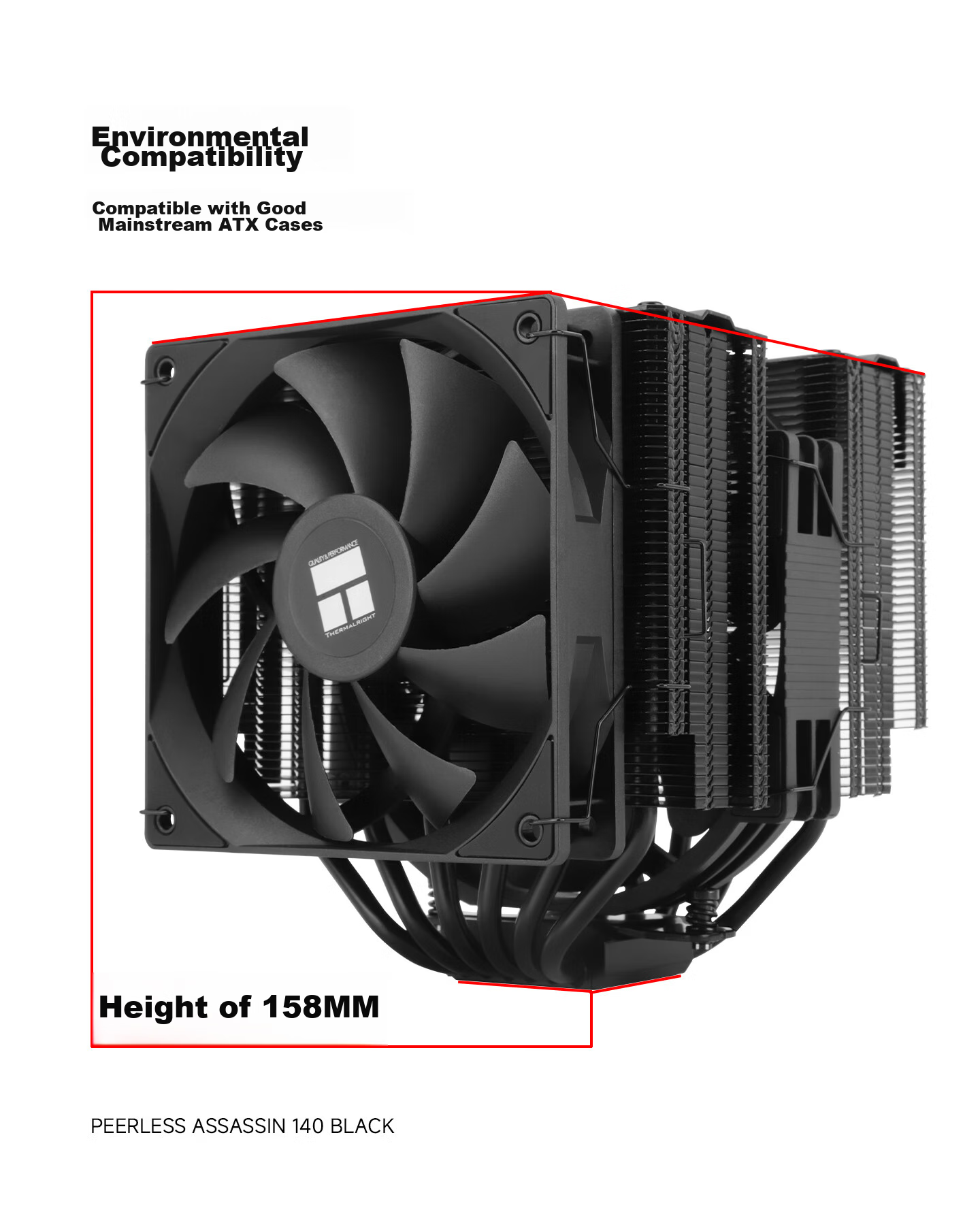 Воздушный кулер Thermalright Peerless Assassin 140 BLACK, AGHP GEN4.0, двухбашенный, черное покрытие, PA140 BLACK