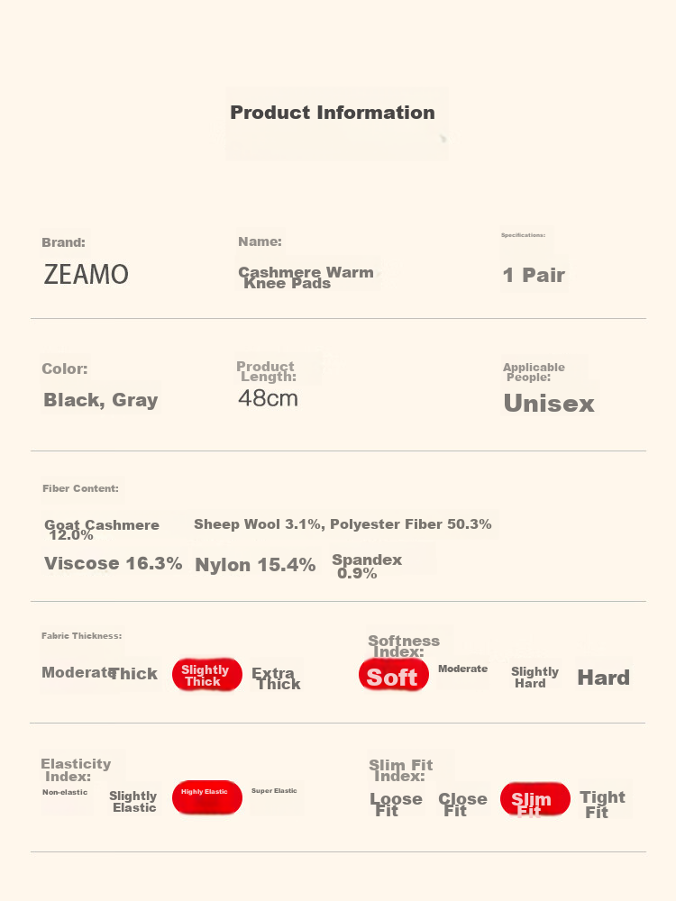 ZEAMO Высокогорные Кашемировые Наколенники, Теплые для Холодных Ног, При Артрите, Повреждении Мениска, Выпоте, Для Мужчин и Женщин, Пожилых, Защита Колена от Холода