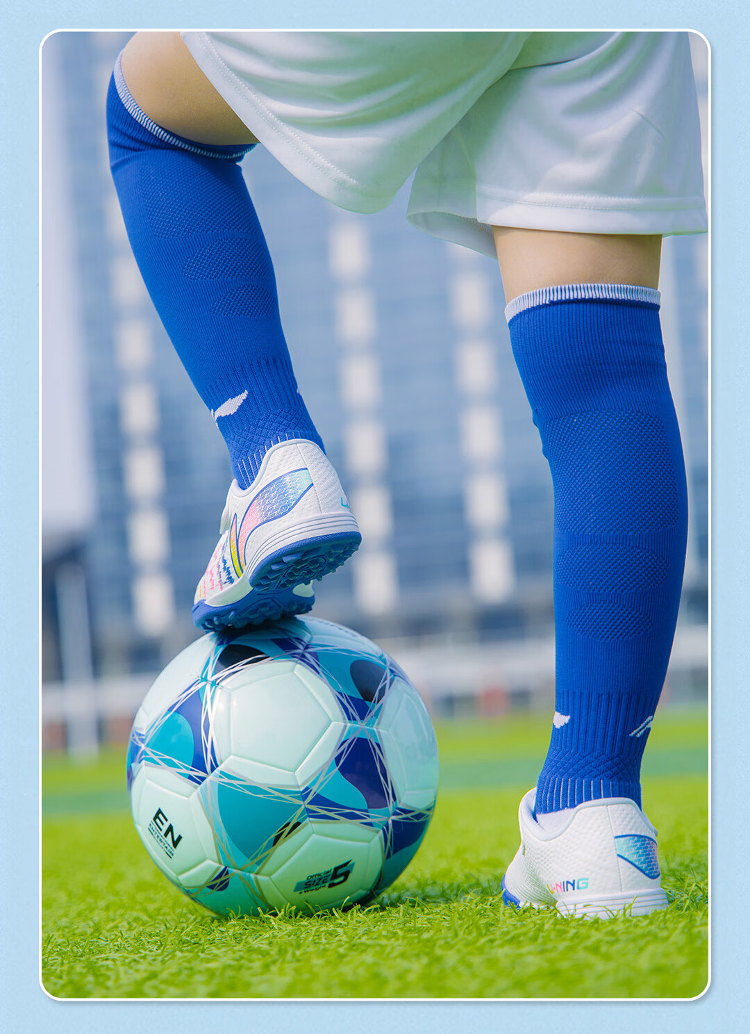 Детские бутсы Li-Ning для футбола, размер 33, для искусственного газона, профессиональные, дышащие, синие