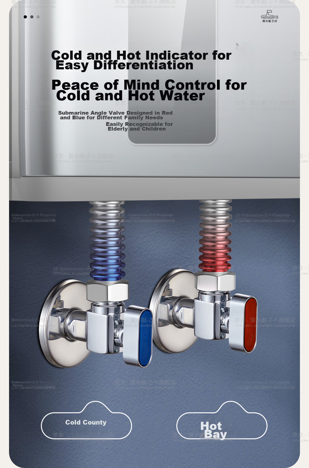 Подводка для воды Submarine F104A, латунный шаровой кран, полнопроходной, для газовой колонки, настенного котла, горячей воды, улучшенная версия