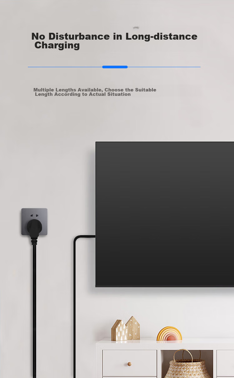 Удлинитель TOWE Three-Prong Five-Hole Power Extension Cord, Socket Extension Cable для электромобилей и стиральных машин, кабель для зарядки, 1 метр, 1.0 кв. мм
