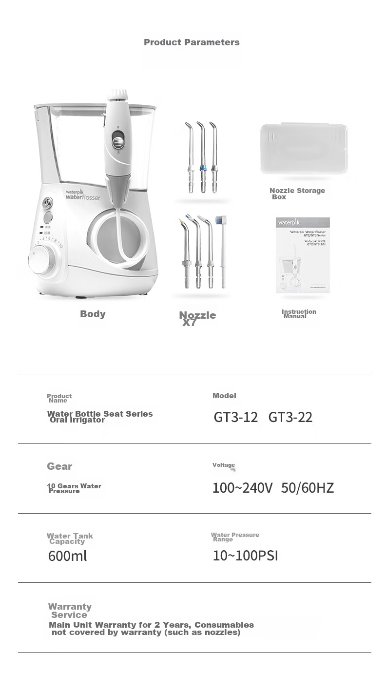Ирригатор Waterpik GT3 Jazz Black, для домашнего использования, 600 мл, 10 режимов, 7 насадок