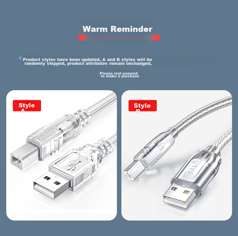 Кабель SAMZHE USB 2.0 для принтера, 5 метров, с двойным магнитным кольцом, никелированное покрытие, UK-405