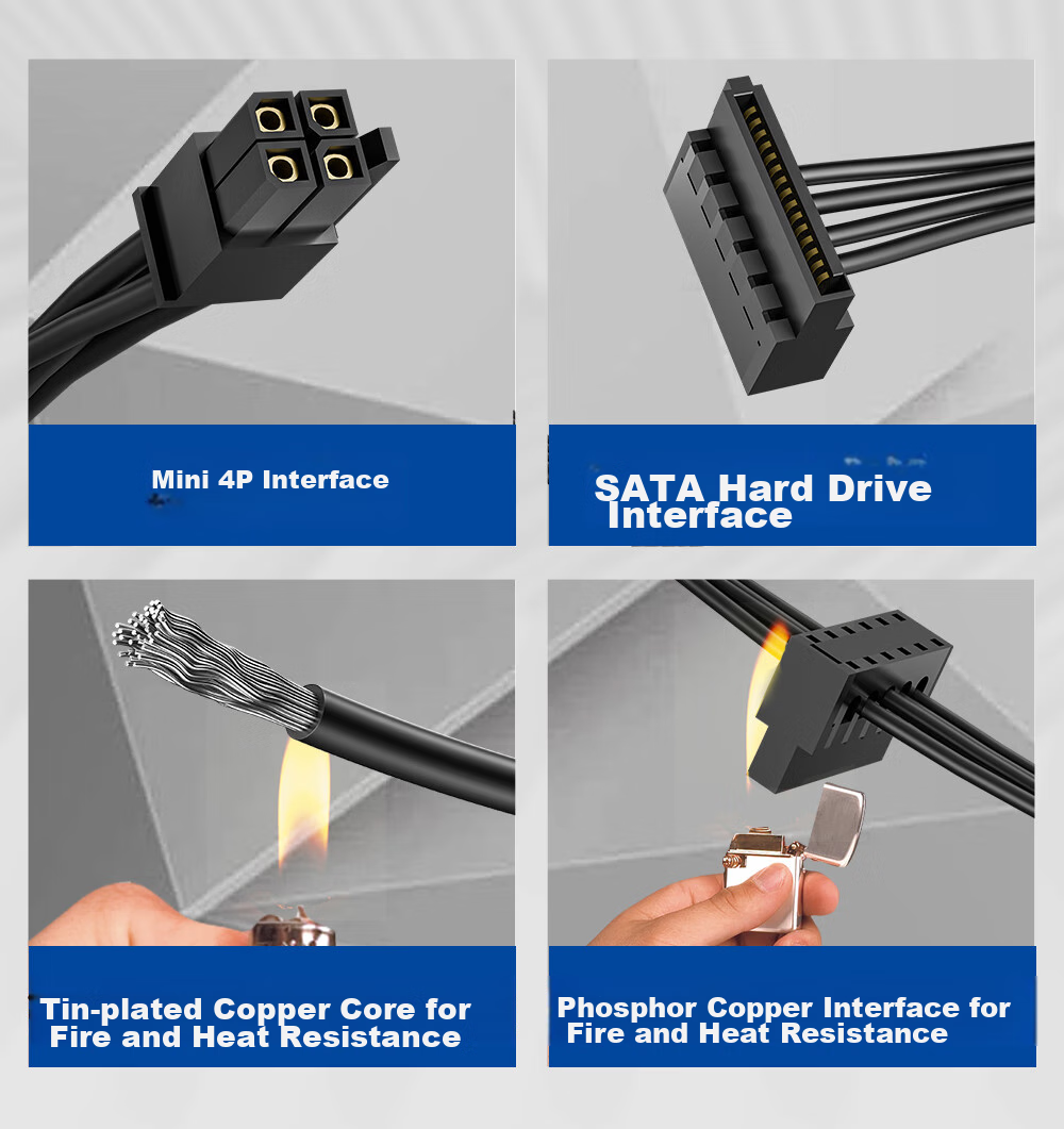 Кабель питания BURLEFRAN Small 6-Pin to SATA для жестких дисков, совместимый с компьютерами Lenovo, Dell, один к одному для подключения жесткого диска