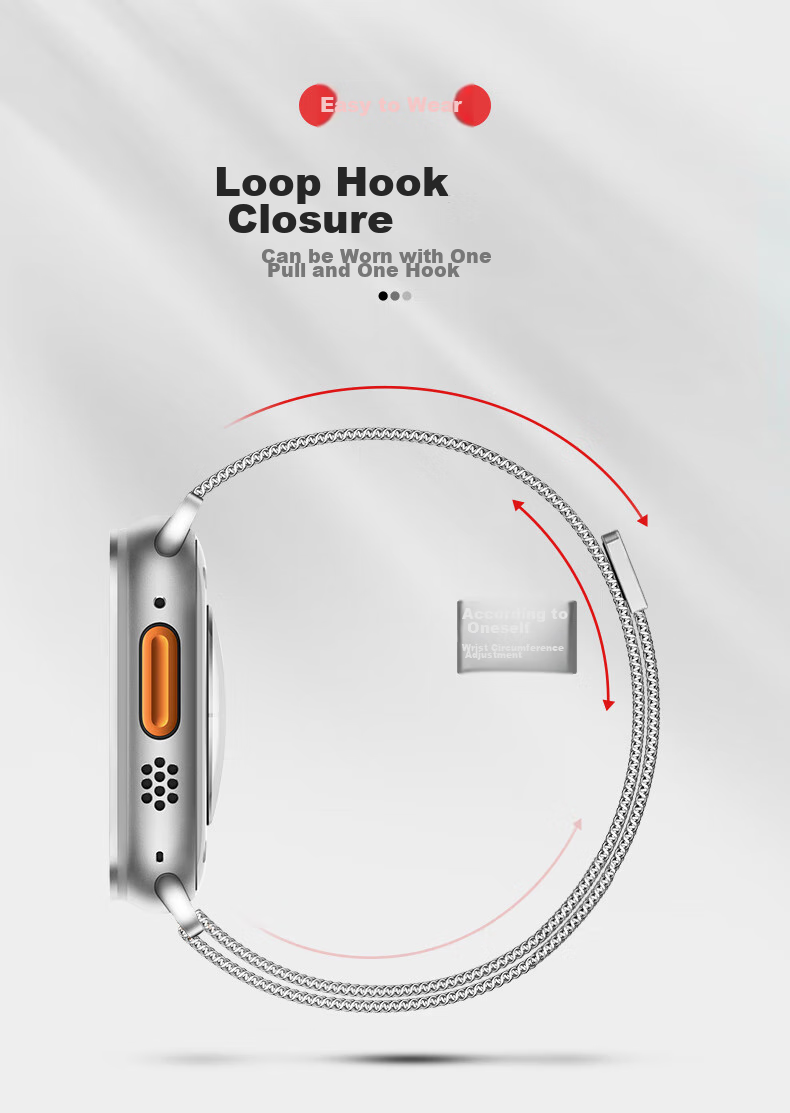 Ремешок BHO Milanese Loop из нержавеющей стали с двойной магнитной застежкой для Apple Watch Series 11/Ultra/SE/3/2, S10/9/8, 44/45/46/49 мм, цвет "Звездный свет"