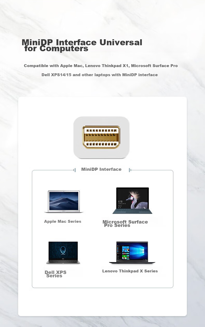 Переходник BIAZE Mini DP на HDMI, Thunderbolt 2 Male to Female, 4K Mini DP HD Адаптер для Apple MacBook, Surface, мониторов, проекторов