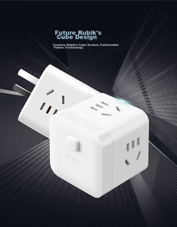 Удлинитель BULL GNV-M103W, кубический, 3 розетки, с мастер-переключателем, белый