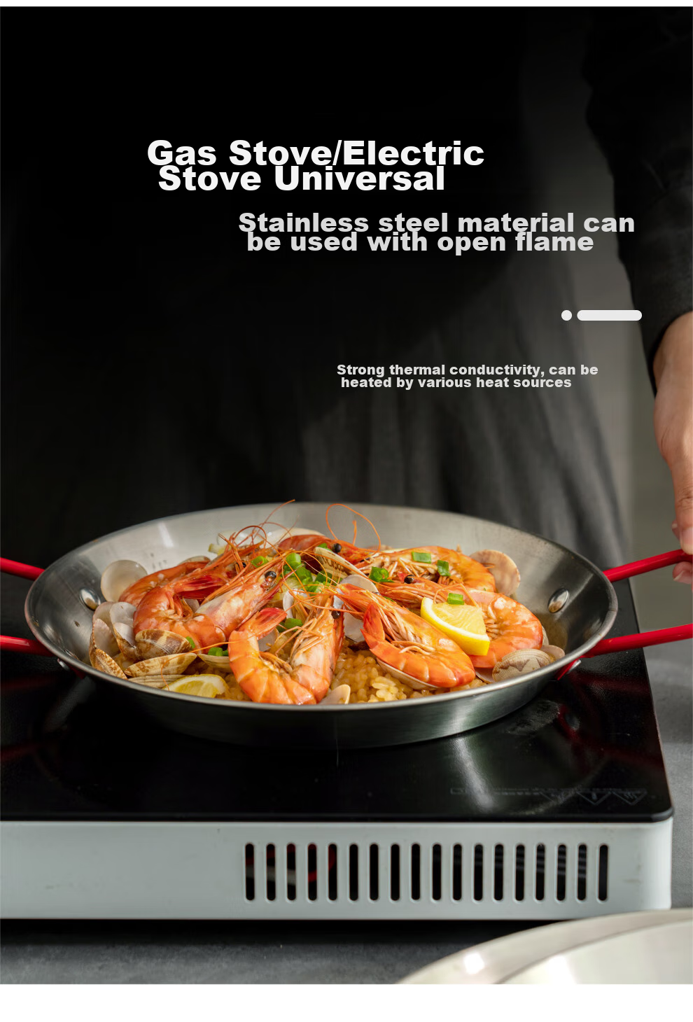 Тарелка Onlycook из нержавеющей стали, сервировочное блюдо для дома, закусочная тарелка с двойными ручками, для морепродуктов, диаметр 28 см