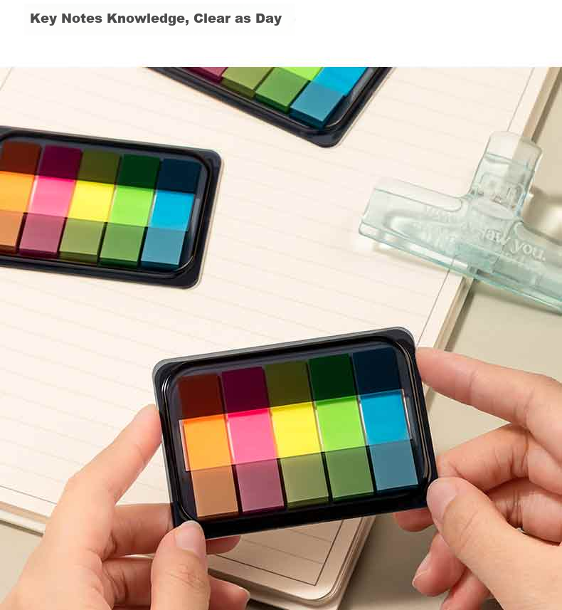 Стикеры для заметок Deli 9069, 5 цветов, 200 листов, 44x12 мм, флуоресцентные