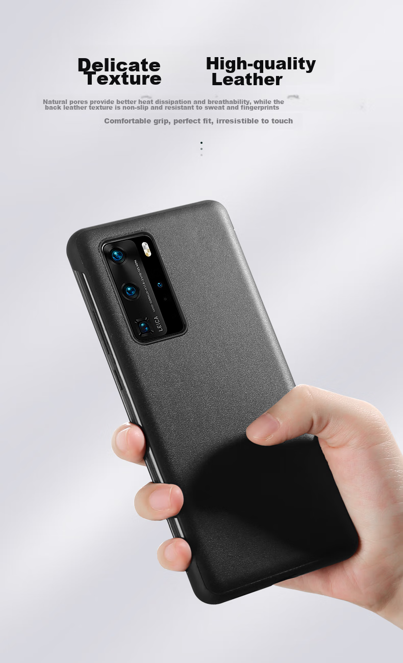 Чехол-книжка Ekakashop Smart View Flip Case для Huawei P40 Pro, защита от падений, бизнес-стиль, кожаный, черный