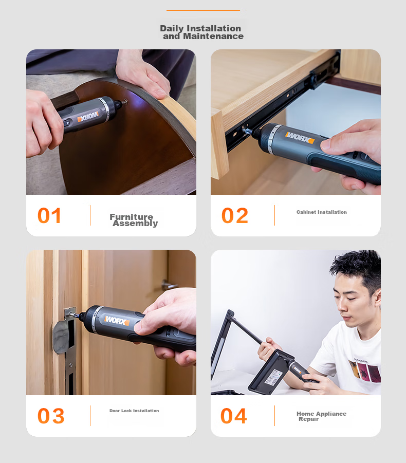 Аккумуляторная отвертка WORX WX242, компактная ручная, литиевая батарея, 30 бит в комплекте