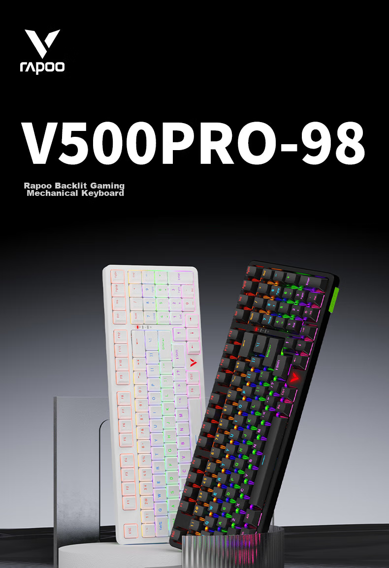 Механическая клавиатура Rapoo V500PRO-98, проводная, RGB подсветка, черная
