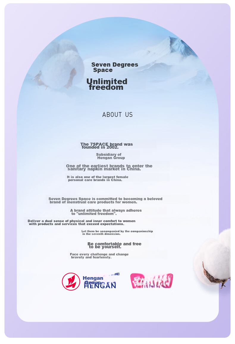 SPACE 7 Tianshan Velvet Cotton Sanitary Napkins, Ultra-Thin Pure Cotton, Breathable Night Use Menstrual Pads, 290mm, 15 Pieces